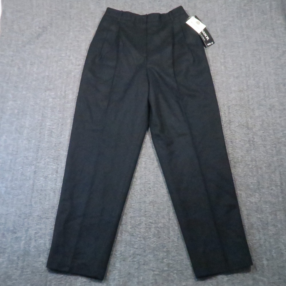 Sag Harbor Wool Dress Pants 12 Black Pleated Lined High Rise Career New Vintage